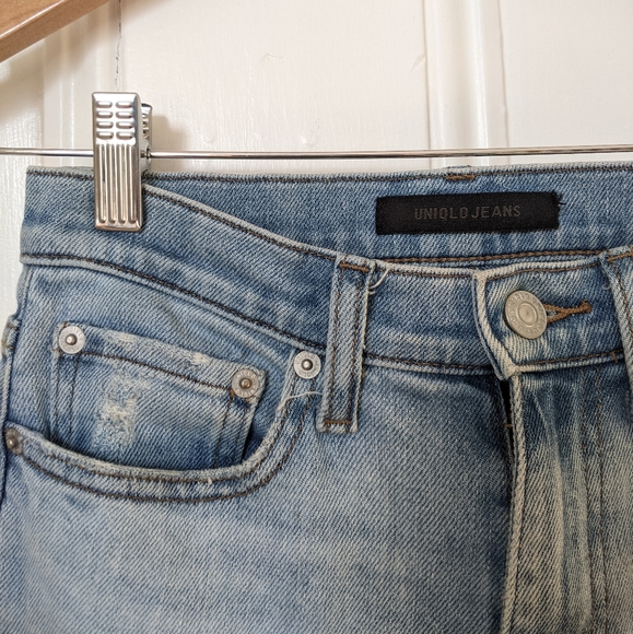 blue distressed straight leg jeans - Picture 4 of 4